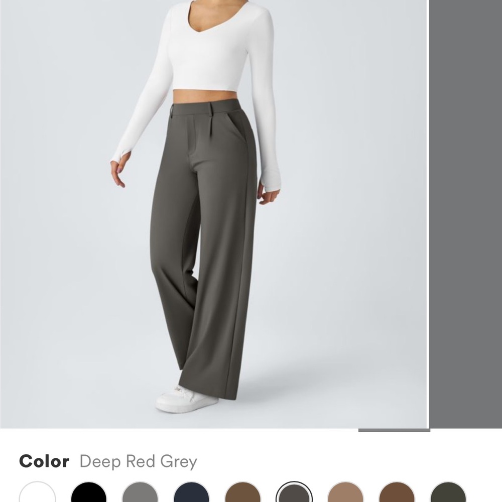 Halara high waisted straight leg work pants grey small tall